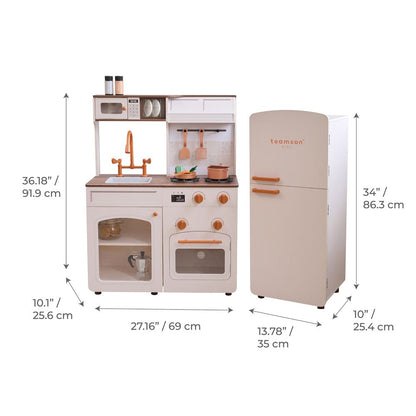 Little Chef Normandy Wooden Play Kitchen with Modular Fridge & Sink - Pink