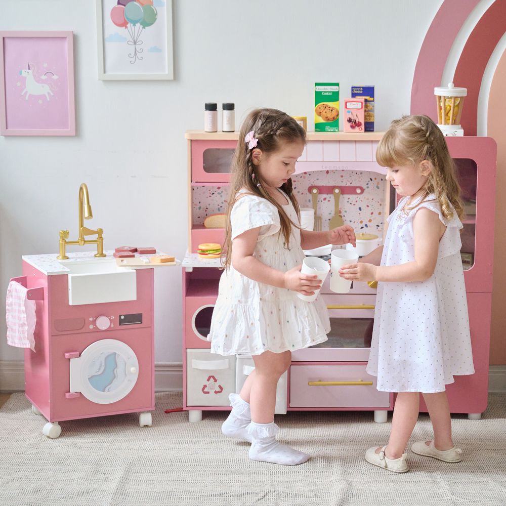 Little Chef Savannah Wooden Play Kitchen with 3 Modular Pieces - Pink