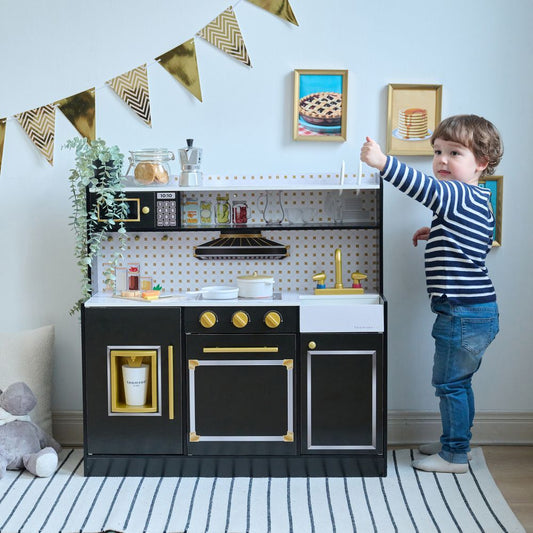 Little Chef St. Louis Wooden Play Kitchen with Sink & Ice Dispenser - Black