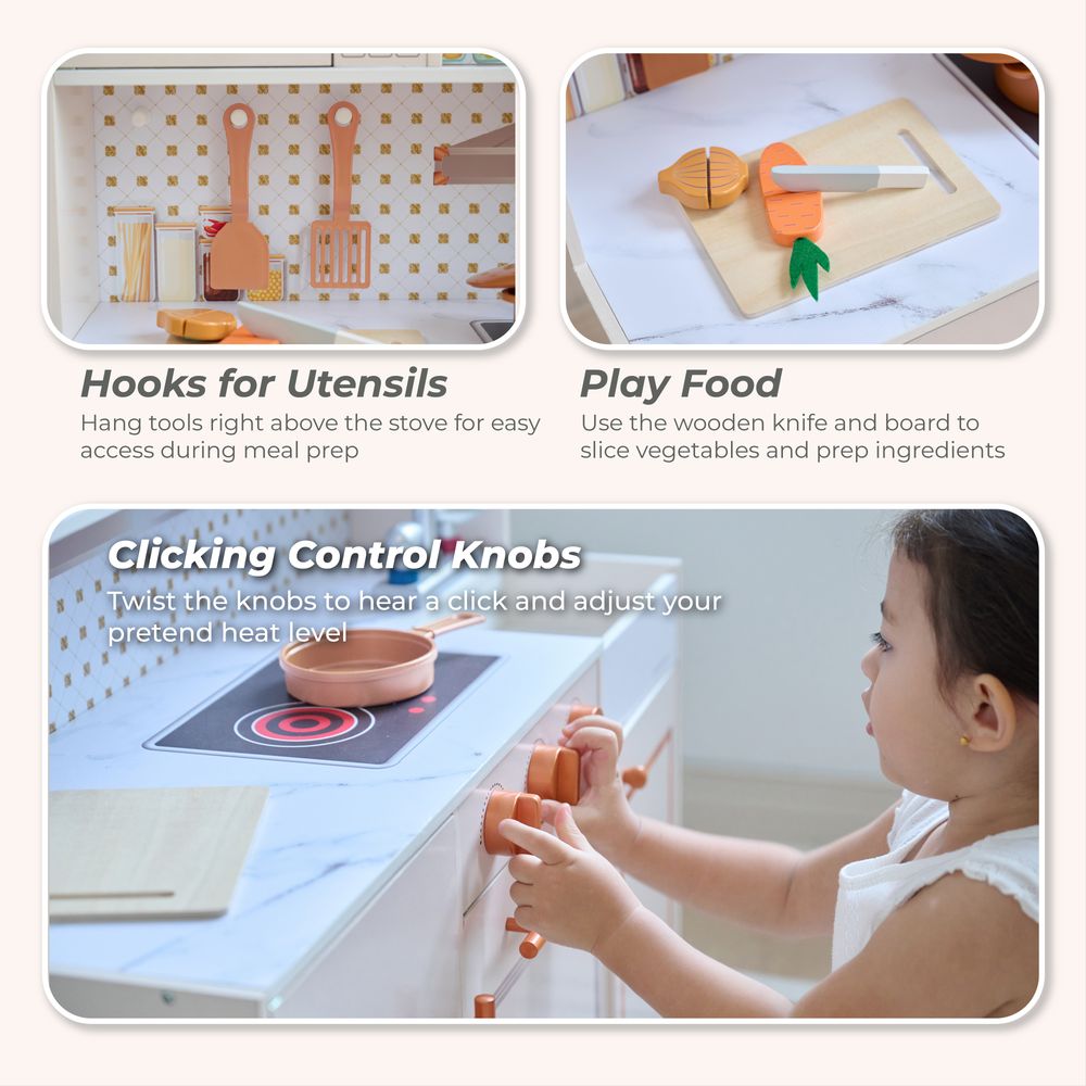 Little Chef St. Louis Wooden Play Kitchen with Sink & Ice Dispenser - Pink