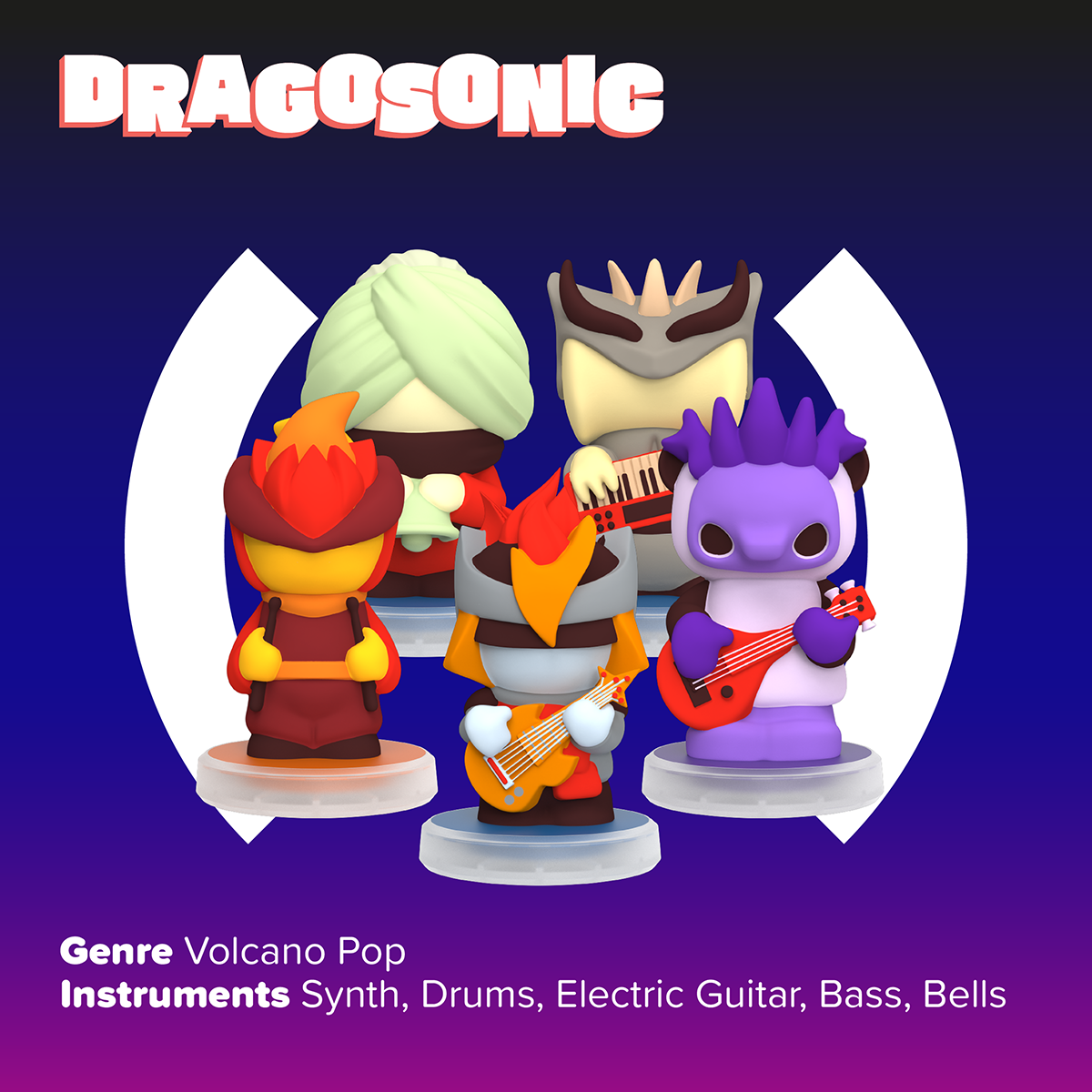 Loops Lab Dragosonic: 5 Figurines Volcano Pop Band
