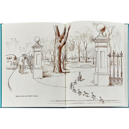 "Make Way For Ducklings" Book in Teal Blue Italian Leather