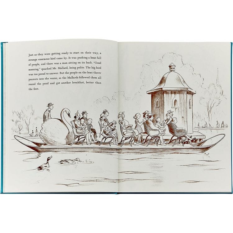 "Make Way For Ducklings" Book in Teal Blue Italian Leather
