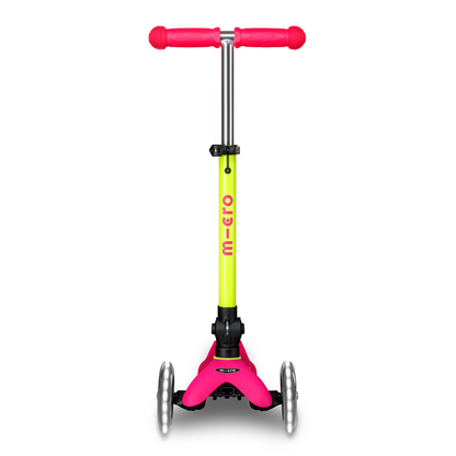 Mini Deluxe Foldable LED Scooter - Neon Flamingo Pink/Yellow