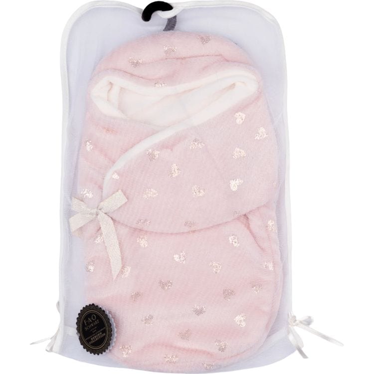 My FAO Doll Swaddle - Pink With Gold Hearts