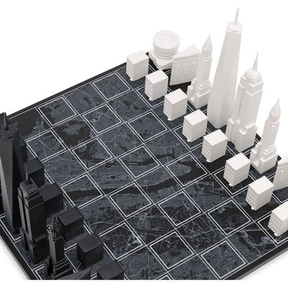 New York City Edition Acrylic Chess Set with Wood Map Board