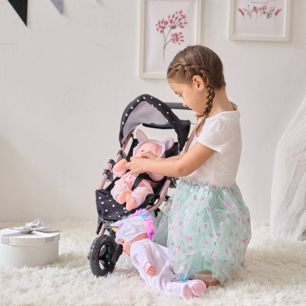 Olivia's Little World Pin Up Doll Jogging Stroller & Retractable Canopy - Black