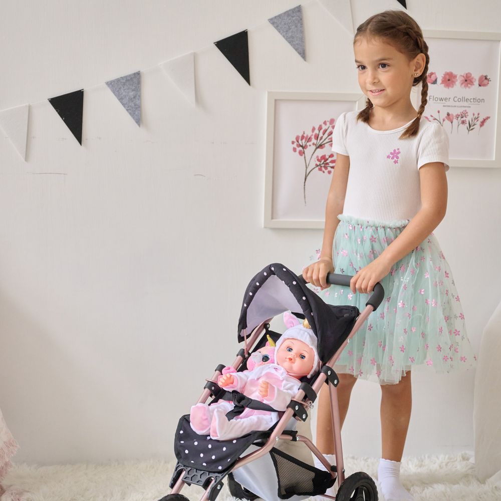 Olivia's Little World Pin Up Doll Jogging Stroller & Retractable Canopy - Black