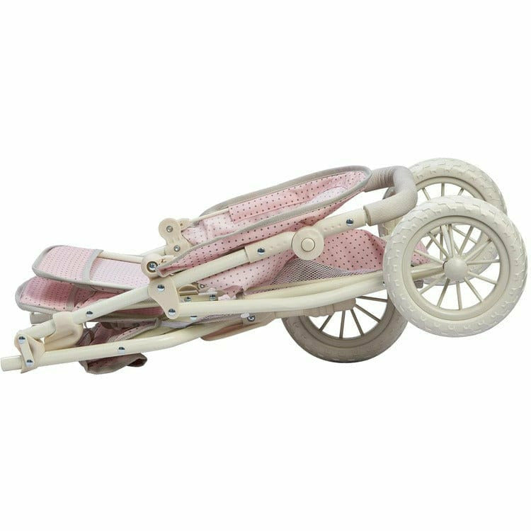 Olivia's Little World - Polka Dots Princess Baby Doll Twin Jogging Stroller - Pink & Grey