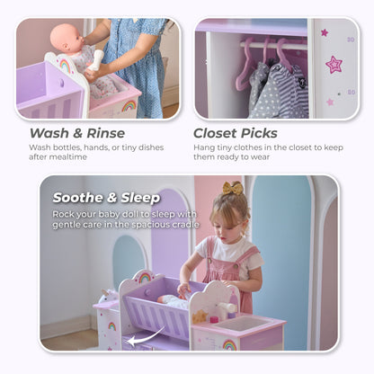 Olivia's Little World Wood Doll Nursery with Cradle, Sink & Closet