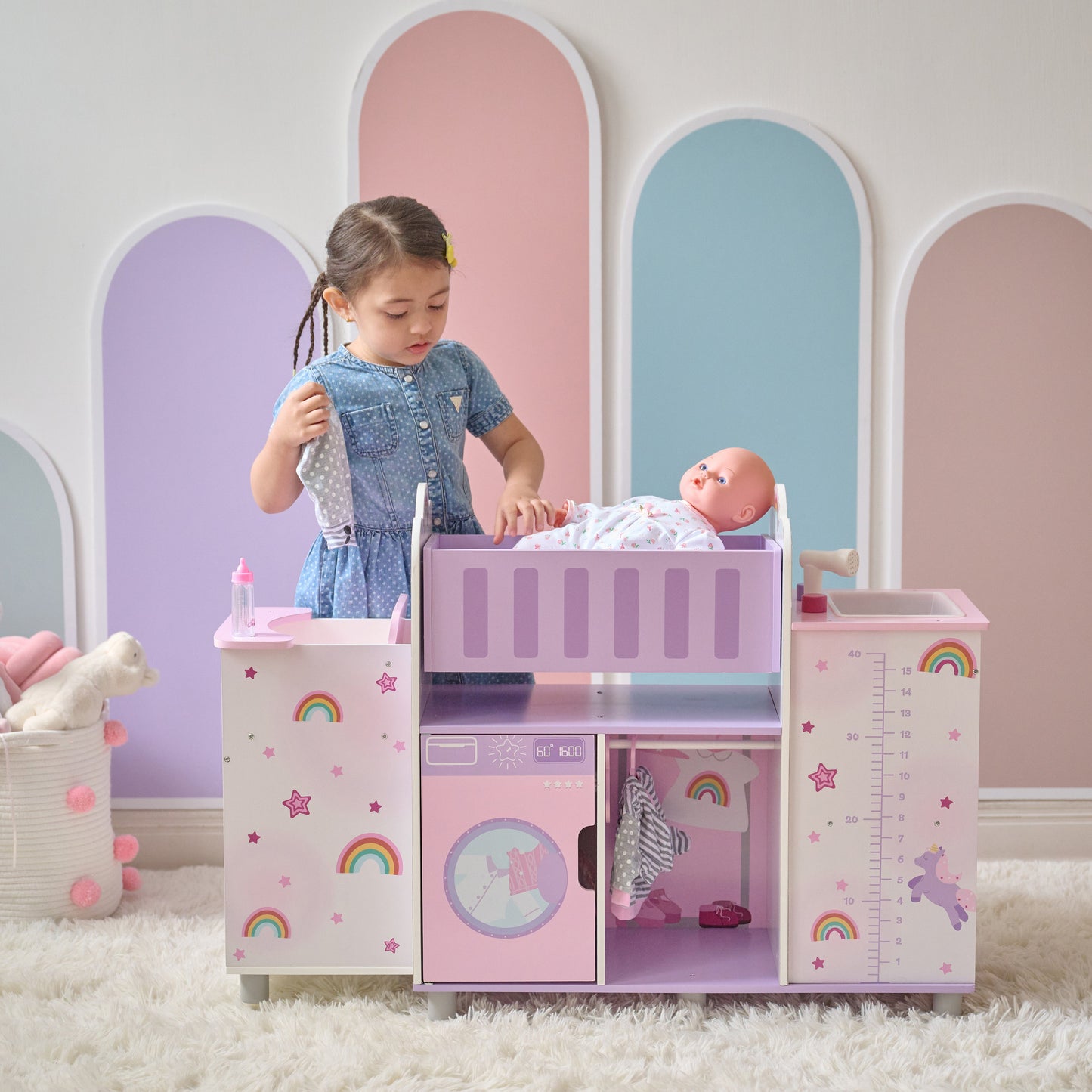 Olivia's Little World Wood Doll Nursery with Cradle, Sink & Closet