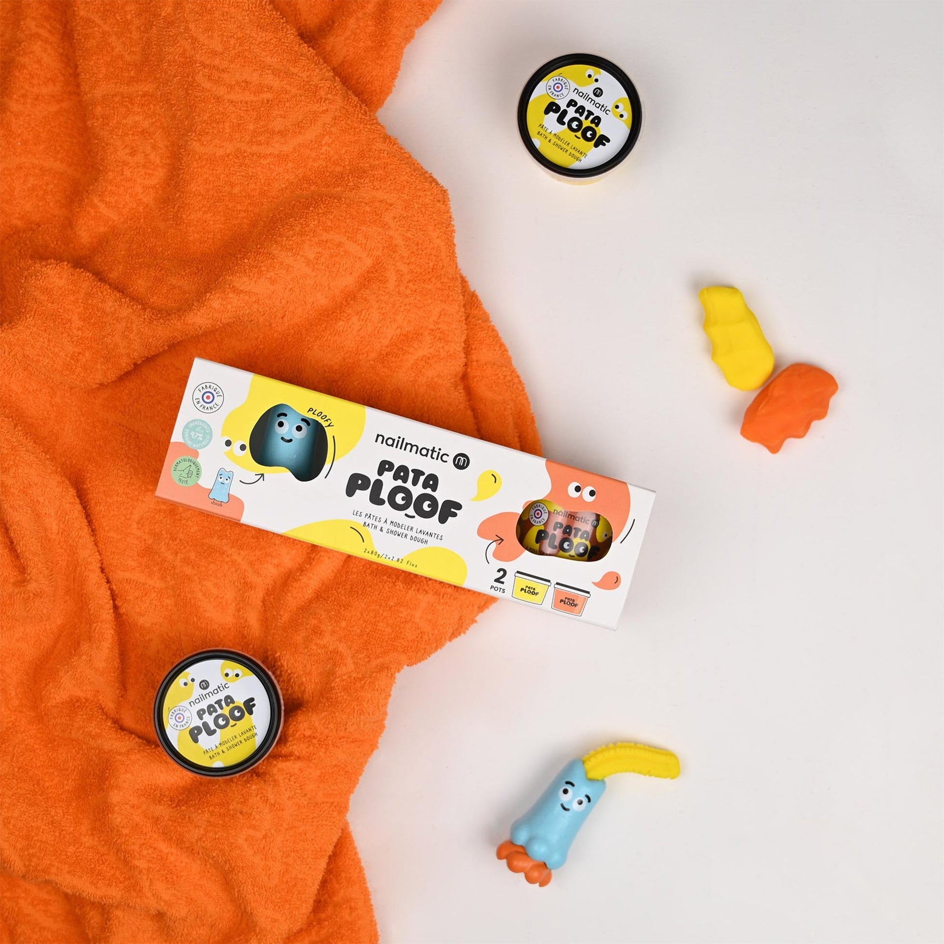 Pataploof Ploofy - Bath Dough Set of 2 in Yellow + Orange