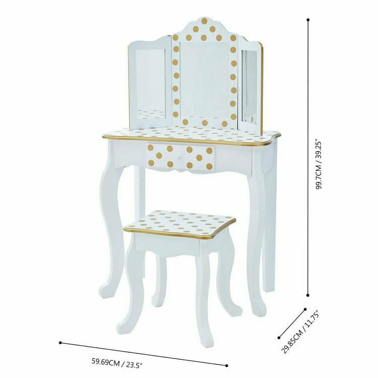 Polka Dot Gisele Play Vanity Set - White/Gold