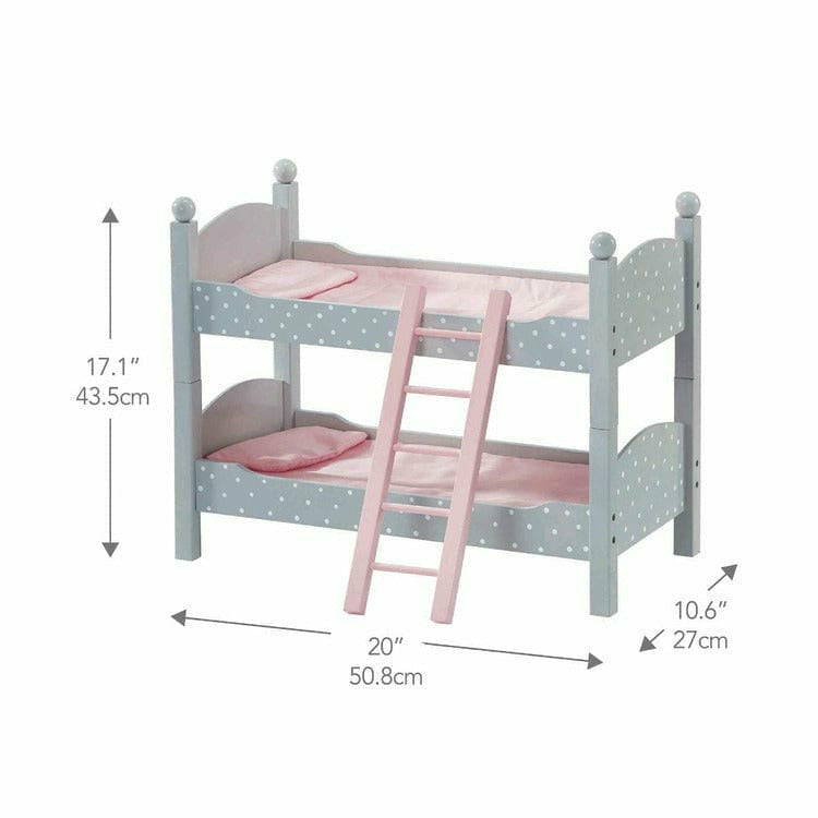 Polka Dots Princess Double Bunk Bed for 18" Dolls - Gray