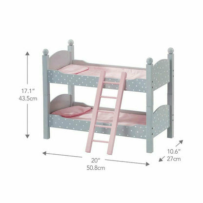 Polka Dots Princess Double Bunk Bed for 18" Dolls - Gray