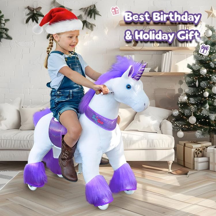 Purple Model U Ride-On Unicorn- 3-4 Years