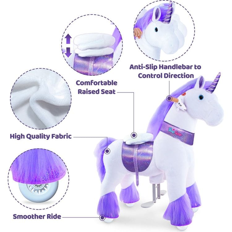Purple Model U Ride-On Unicorn- 3-4 Years