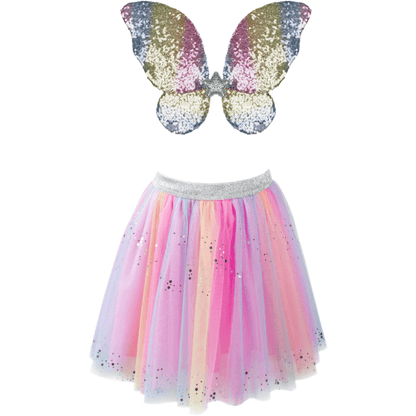 Rainbow Sequins Skirt with Wings & Wand - Size 4-6 Years
