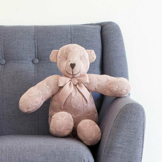 Rose Cable Knit Plush Teddy Bear