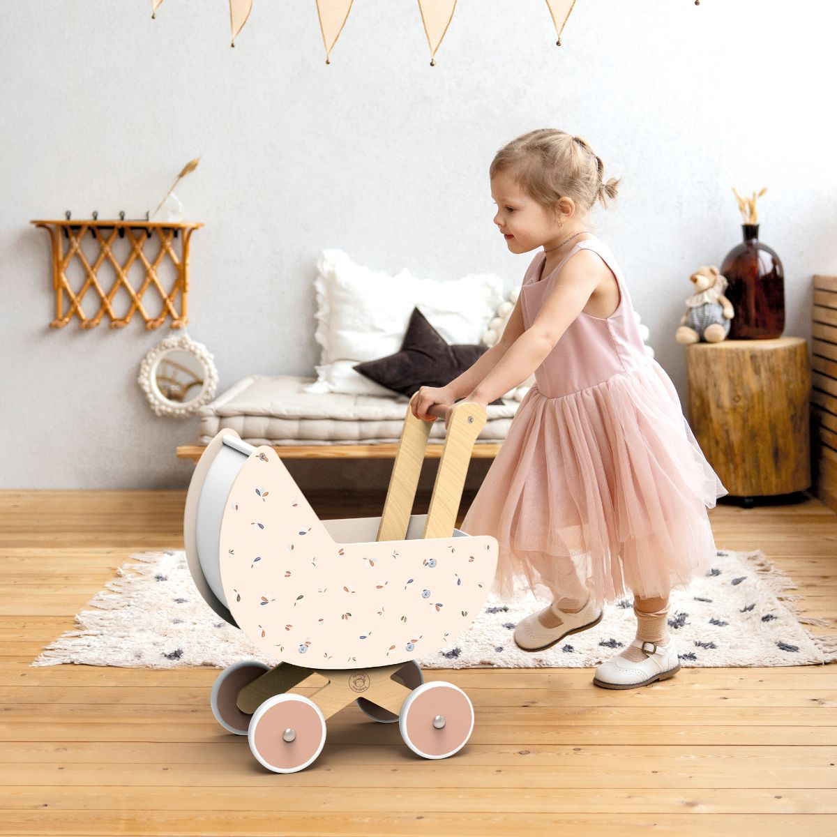 Wooden Doll Pram