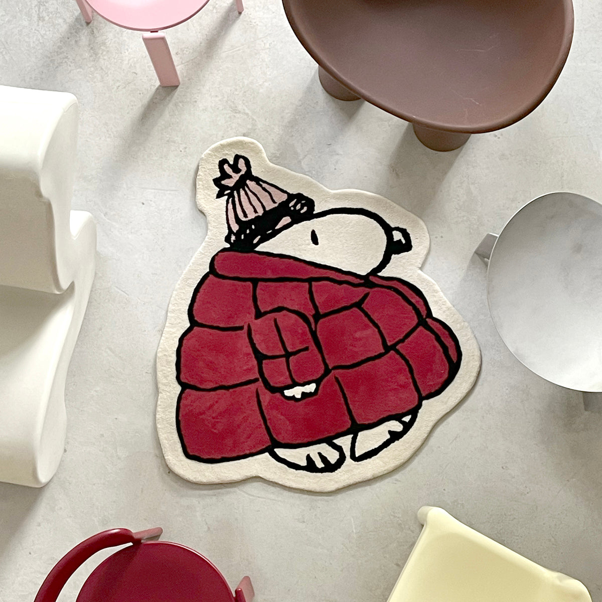 Snoopy Puffer Jacket Rug - Red