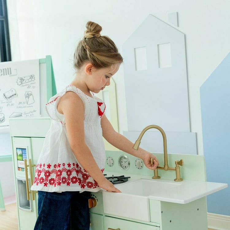Teamson Kids Little Chef Charlotte 2-Piece Modular Wooden Play Kitchen, Mint