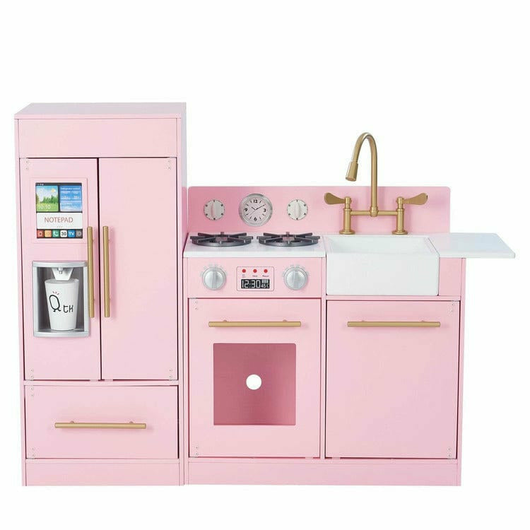 Teamson Kids Little Chef Charlotte 2-Piece Modular Wooden Play Kitchen, Pink