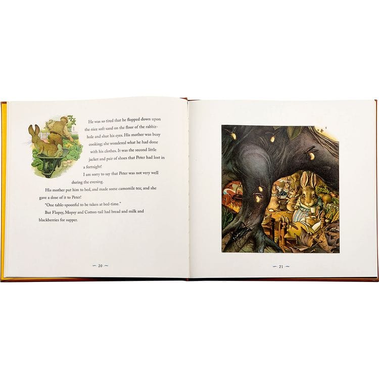 "The Classic Tale of Peter Rabbit" Book in Tan Bonded Leather