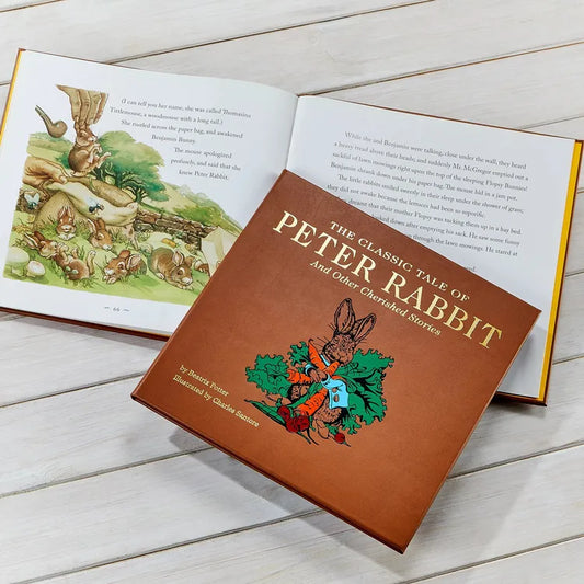 "The Classic Tale of Peter Rabbit" Book in Tan Bonded Leather