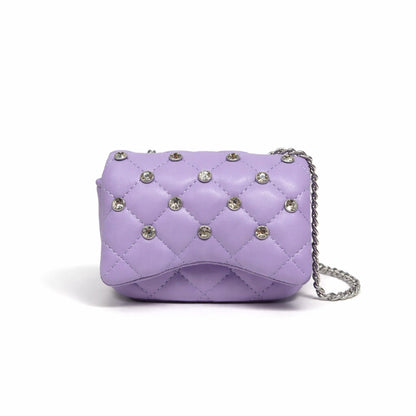 Tiny Crystal Stud Handbag - Lavender