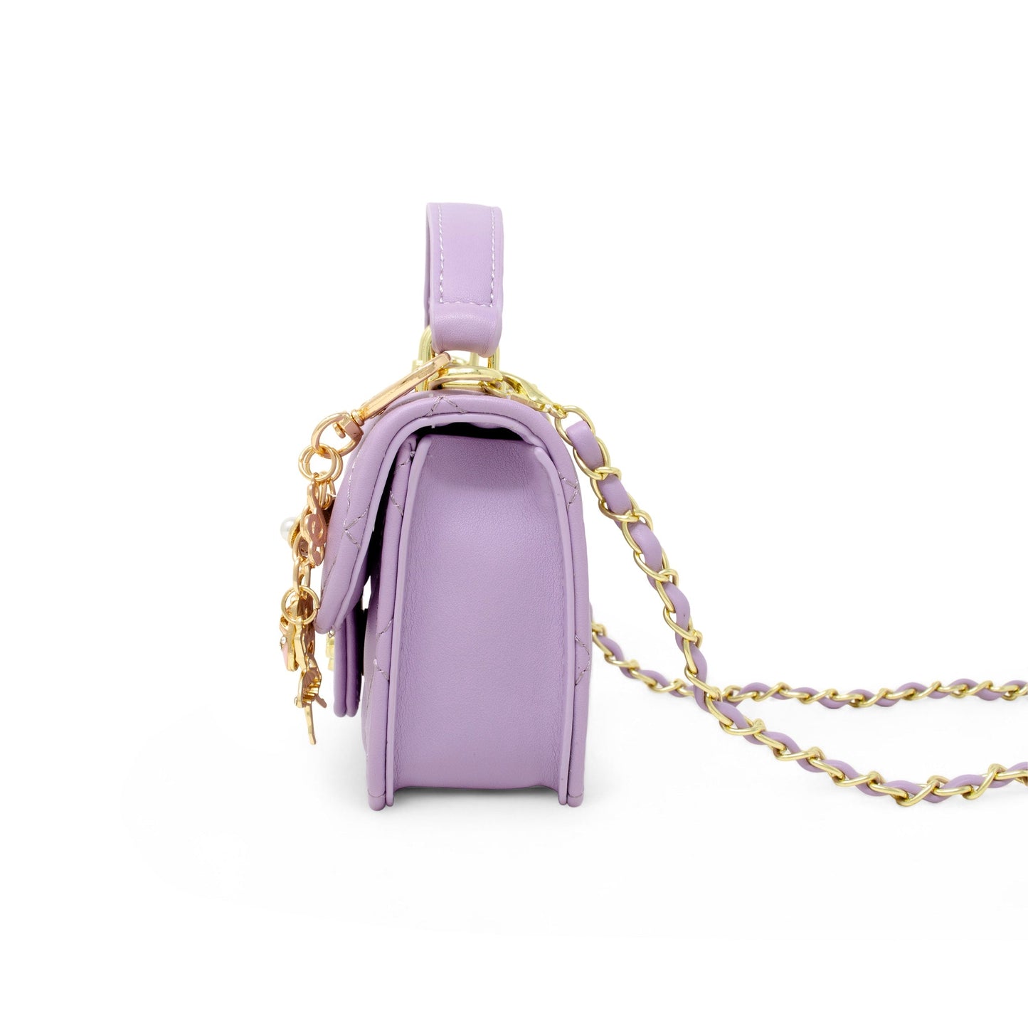 Tiny Quilted Ballet Charm Handbag - Purple
