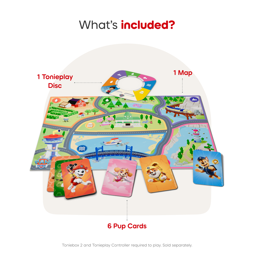 Tonies PAW Patrol Toniebox 2 Bundle with Tonieplay Game, Sleeve and 4 Tonies - Sunset Red