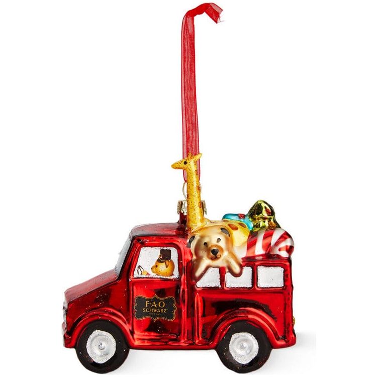 Toy Delivery Truck Glass Ornament
