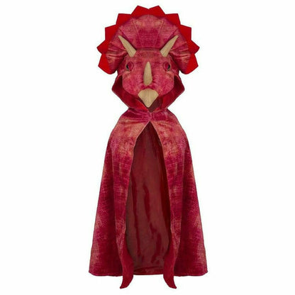 Triceratops Red Hooded Cape - Size 4-5 Years