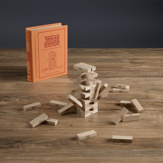 Vintage Bookshelf Assortment - 4 Pack - Jenga, Battleship, Checkers & Backgammon, Trivial Pursuit