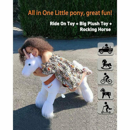 White Model U Ride-On Unicorn - 4-7 Years