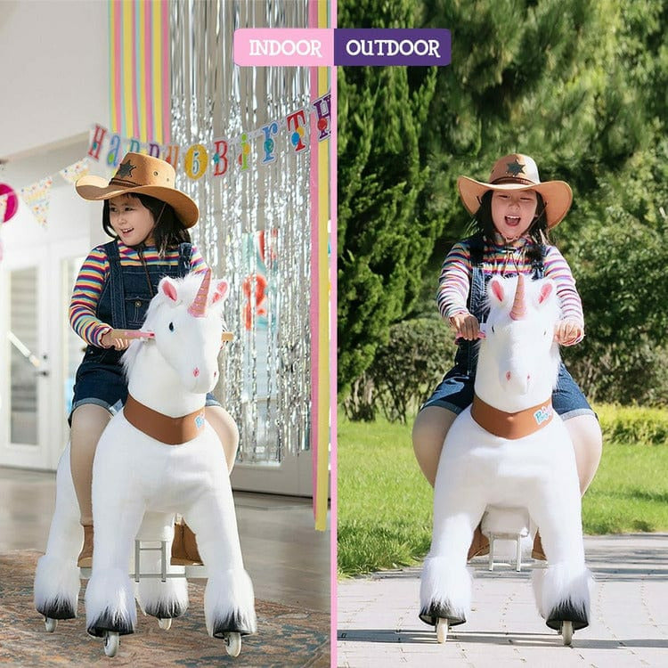 White Model U Ride-On Unicorn - 7+ Years