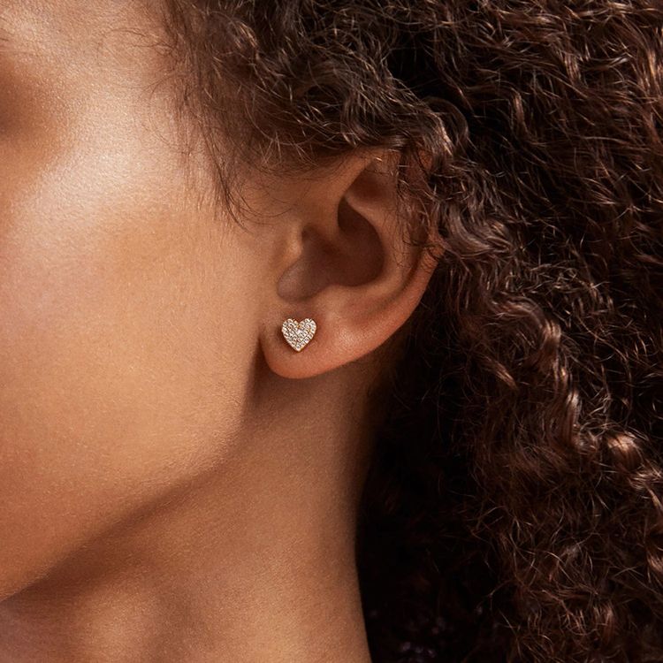 Whole Lotta Heart 18K Gold Kids' Earrings - Pavé