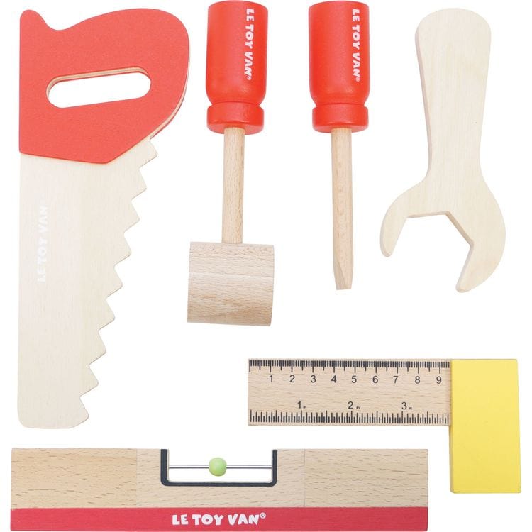 Wooden Tool Bench with 20 Accessories