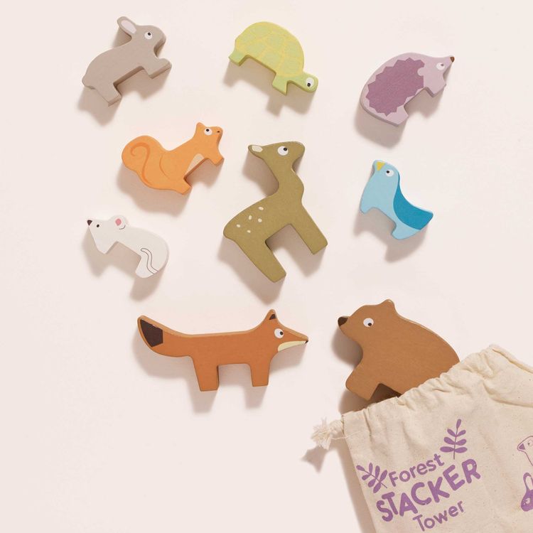 Woodland Stacking Forest Animals & Bag - 10 Pieces